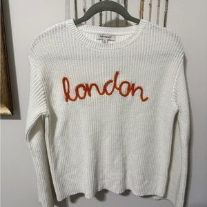 Topshop White Knit with Orange Script